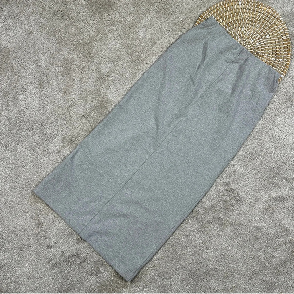 Reformation Elowen Knit Jersey Midi Skirt Pull On Organic Cotton Heather Grey XS - Picture 7 of 14